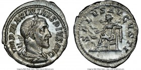 Maximinus I (AD 235-238). AR denarius (20mm, 3.28 gm, 5h). NGC Choice AU 4/5 - 4/5. Rome, AD 235-236. IMP MAXIMINVS PIVS AVG, laureate, draped and cui...