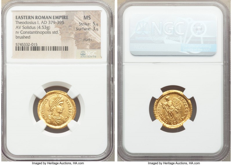 Theodosius I, Eastern Roman Empire (AD 379-395). AV solidus (20mm, 4.53 gm, 11h)...