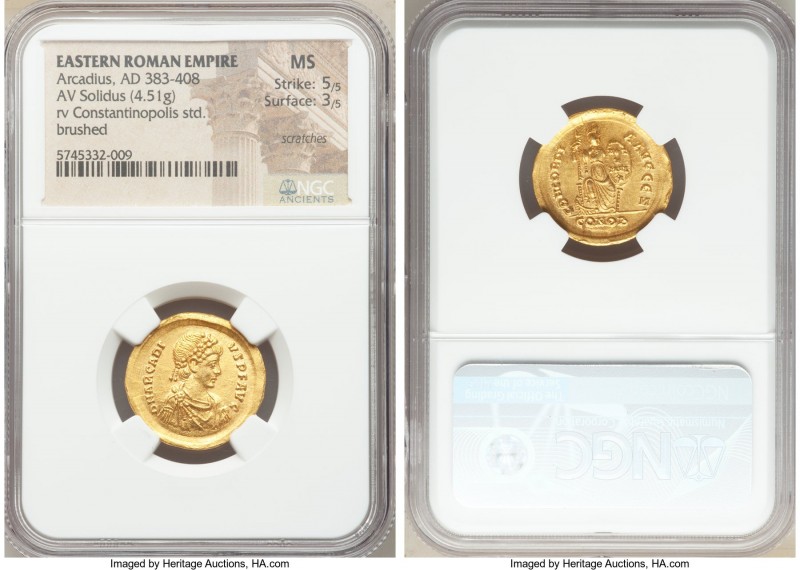 Arcadius, Eastern Roman Empire (AD 383-408). AV solidus (21mm, 4.51 gm, 6h). NGC...