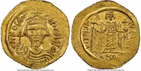 Phocas (AD 602-610). AV solidus (21mm, 6h). NGC AU. Constantinople, 10th officina, AD 607-609. o N FOCAS-PЄRP AVoG, crowned, draped and cuirassed bust...
