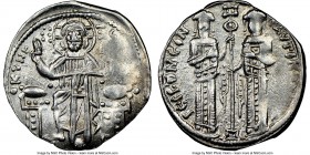 Andronicus II Palaeologus and Michael IX (AD 1294-1320). Anonymous Issue. AR basilicon (21mm, 6h). NGC AU. Constantinople, AD 1304-1320. KYPIЄ, Christ...