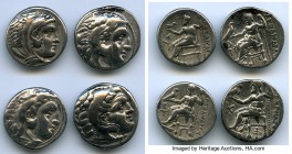 ANCIENT LOTS. Greek. Macedonian Kingdom. Ca. 336-323 BC. Lot of four (4) AR drachms. Fine-About VF. Includes: (4) Alexander III the Great, AR drachms,...