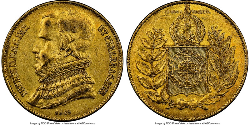 Pedro II gold 20000 Reis 1849 XF45 NGC, Rio de Janeiro mint, KM461, Russo-632. M...