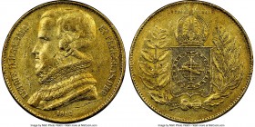Pedro II gold 20000 Reis 1850 AU50 NGC, KM461. AGW 0.5286 oz.

HID09801242017
