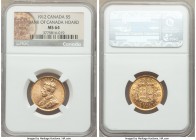George V gold 5 Dollars 1912 MS64 NGC, Ottawa mint, KM26. Three year type. Bold strike with mint bloom. AGW 0.2419 oz. Ex. Bank of Canada Hoard

HID09...