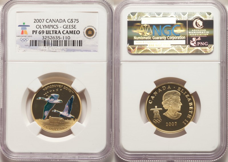 Elizabeth II gold Proof 75 Dollars 2007 PR69 Ultra Cameo NGC, Royal Canadian min...