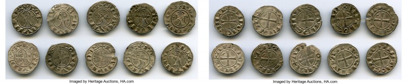 Principality of Antioch 10-Piece Lot of Uncertified Bohemond Era "Helmet" Denier...