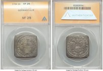 Ulm. Free City Klippe Gulden 1704 VF25 ANACS, KM95. Struck during the siege of the Imperial armies in the War of the Spanish Succession.

HID098012420...