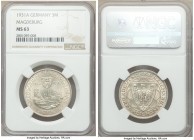 Weimar Republic "Magdeburg" 3 Mark 1931-A MS63 NGC, Berlin mint, KM72. Issued for the 300th anniversary of the rebuilding of Magdeburg. 

HID098012420...