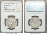 Weimar Republic 3-Piece Lot of Certified Commemorative 3 Marks NGC, 1) "Nordhausen" 3 Mark 1927-A - MS61, Berlin mint, KM52. 1000th anniversary of the...