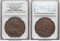 George II bronze "William III" Medal ND (1731) MS63 Brown NGC, Forrer I, 514, E-387. 41mm. By I.D. (Jean Dassier). From the series of "Kings and Queen...