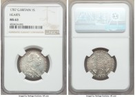 George III Shilling 1787 MS63 NGC, KM607.2, S-3746. Hearts within the Hanoverian shield. Dazzling luster and admirable strike.

HID09801242017