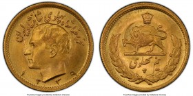 Muhammad Reza Pahlavi gold 1/2 Pahlavi SH 1339 (1960) MS65 PCGS, KM1161. AGW 0.1177 oz. 

HID09801242017