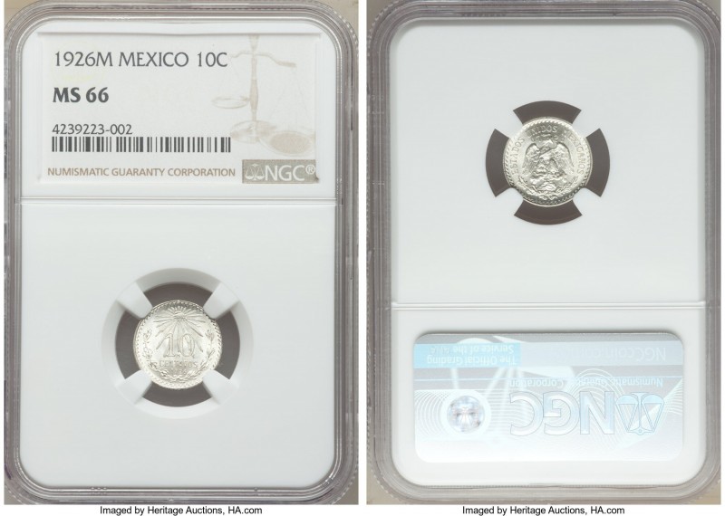 Estados Unidos 10 Centavos 1926-M MS66 NGC, Mexico City mint, KM431. Premium gra...