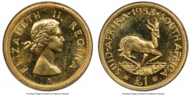 Elizabeth II gold Proof Pound 1953 PR64 PCGS, KM54. AGW 0.2355 oz.

HID09801242017