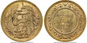 Ali Bey gold 20 Francs AH 1309 (1892)-A AU58 NGC, Paris mint, KM227. AGW 0.1867 oz.

HID09801242017