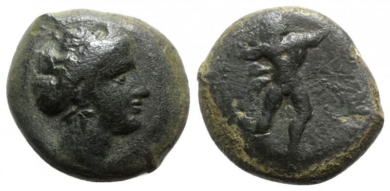 Sicily, Alaisa Archonidea, 339/8-317 BC. Æ (24mm, 13.63g, 9h). Head of female r....