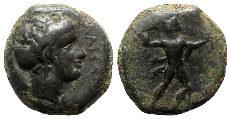 Sicily, Alontion, c. 357-354 BC. Æ (23mm, 13.47g, 6h). Laureate head of Zeus Ele...