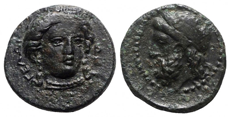 Sicily, Gela, c. 315-310 BC. Æ (13.5mm, 2.76g, 11h). Head of Demeter facing slig...