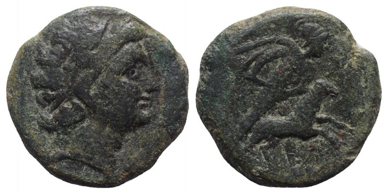 Sicily, Gela, 2nd-1st century BC. Æ Tetras or Trionkion (21mm, 9.38g, 12h). Head...