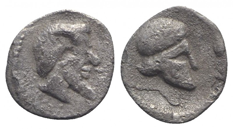Sicily, Himera, c. 470-450 BC. AR Litra (8mm, 0.40g, 12h). Bearded head r., wear...