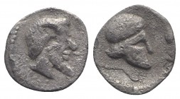 Sicily, Himera, c. 470-450 BC. AR Litra (8mm, 0.40g, 12h). Bearded head r., wearing tainia. R/ Helmet. HGC 2, 448; SNG Lloyd 1028. Rare, porous, near ...