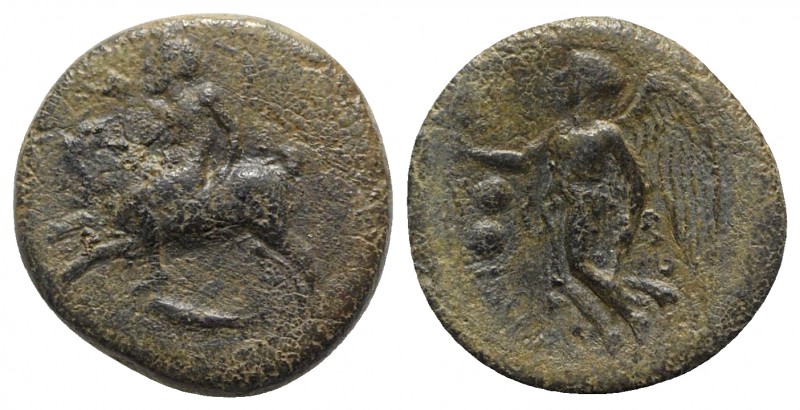 Sicily, Himera, c. 420-415 BC. Æ Hexas (13mm, 1.62g, 3h). Pan, blowing into conc...
