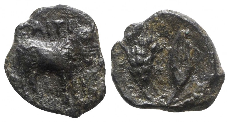Sicily, Iaitos, c. 330-260 BC BC. Æ (11mm, 0.87g, 3h). Bearded man-faced bull ad...