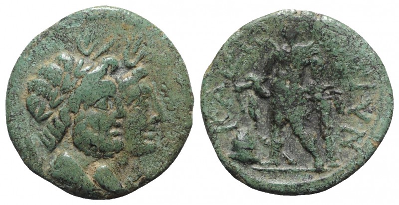 Sicily, Katane, late 3rd century BC. Æ (17mm, 4.63g, 9h). Jugate busts of Serapi...