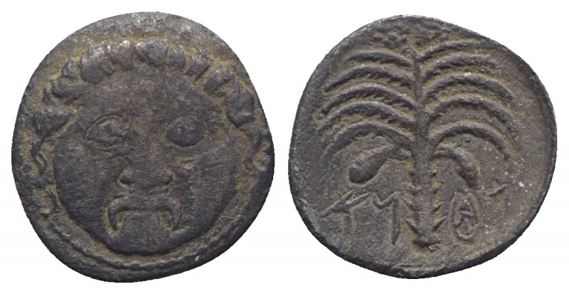 Sicily, Motya, c. 415/10-397 BC. AR Litra (10mm, 0.63g, 9h). Gorgoneion. R/ Palm...
