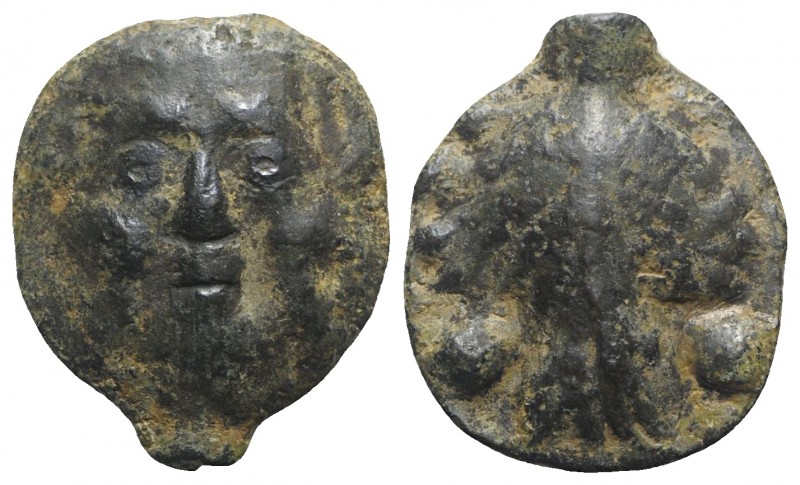 Sicily, Selinos, c. 450-440 BC. Cast Æ Hexas (17mm, 4.92g, 6h). Silenus mask fac...