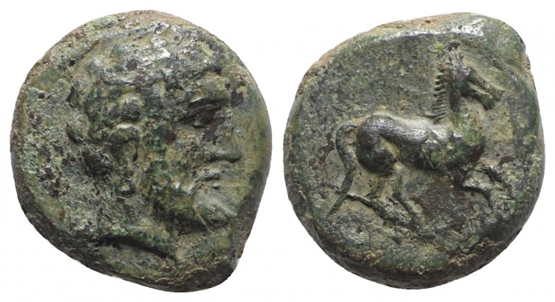 Sicily, Soloi, late 4th - early 3rd century BC. Æ (13.5mm, 3.33g, 6h). Bearded h...