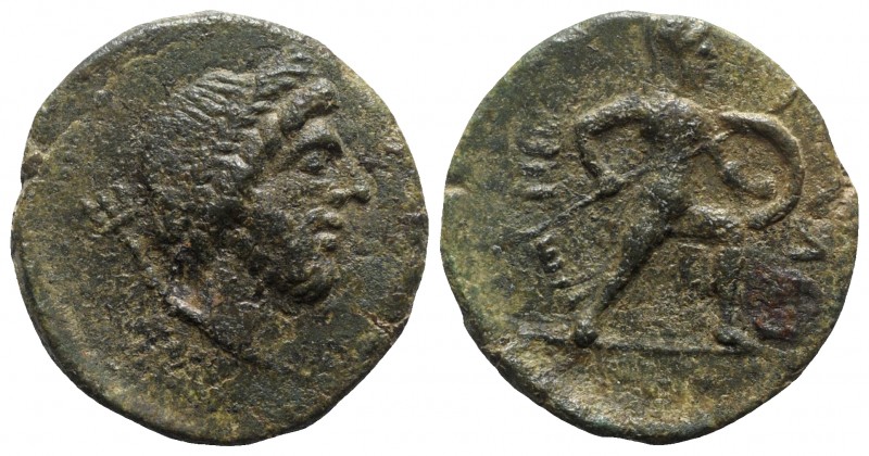 Sicily, Soloi, late 2nd - early 1st century BC. Æ (21mm, 5.66g, 12h). Laureate h...