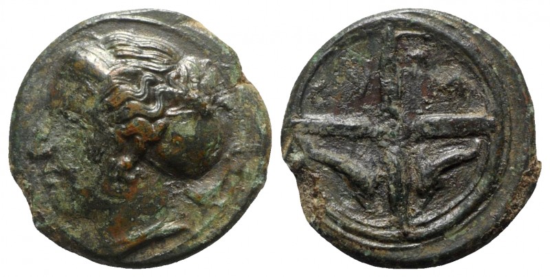 Sicily, Syracuse, c. 415-405 BC. Æ Hemilitron (15.5mm, 3.60g, 1h). Head of Areth...