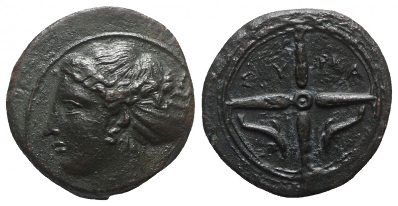 Sicily, Syracuse, c. 415-405 BC. Æ Hemilitron (14.5mm, 3.29g, 9h). Head of Areth...