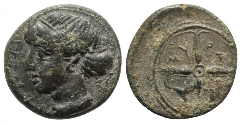 Sicily, Syracuse, c. 415-405 BC. Æ Hemilitron (15mm, 3.32g, 6h). Head of Arethus...