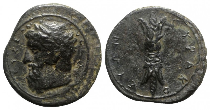 Sicily, Syracuse, c. 344-339/8 BC. Æ (17mm, 4.65g, 7h). Laureate head of Zeus El...