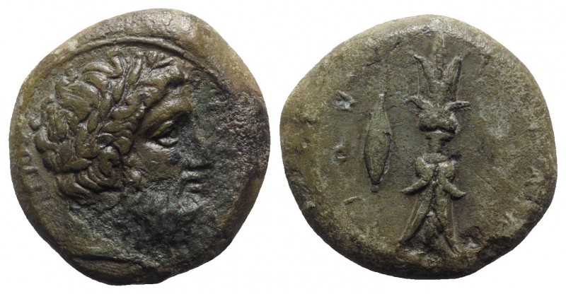 Sicily, Syracuse, c. 339/8-334 BC. Æ Hemidrachm (24mm, 12.52g, 7h). Laureate hea...