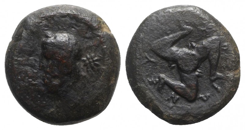 Sicily, Syracuse, c. 339/8-334 BC. Æ Hexas (19mm, 7.46g). Laureate head of Zeus ...