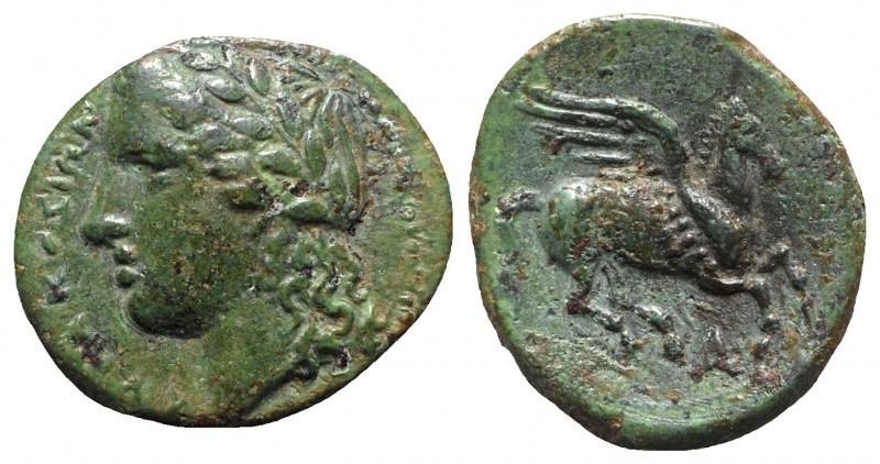 Sicily, Syracuse. Agathokles (317-289 BC). Æ (14mm, 2.36g, 11h). Laureate head o...