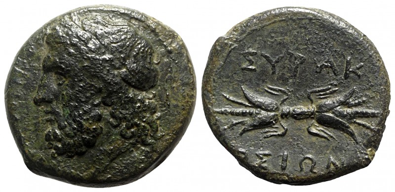 Sicily, Syracuse, c. 289-287 BC. Æ (23mm, 9.44g, 12h). Laureate head of Zeus Ele...