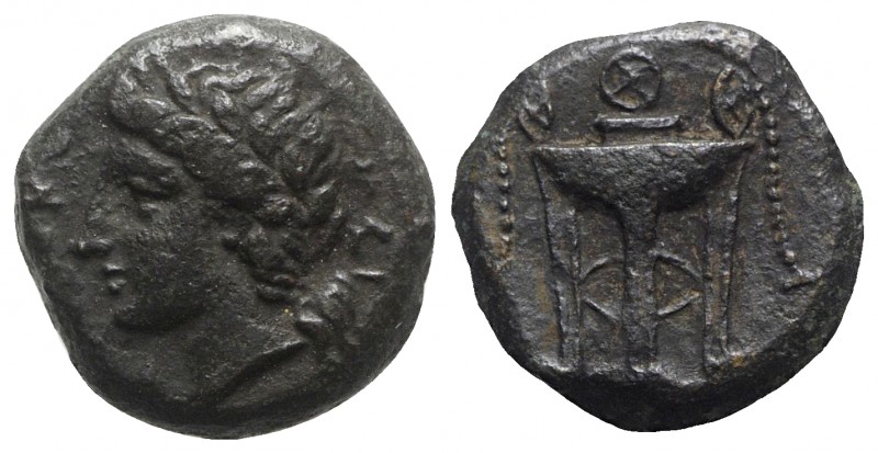 Sicily, Syracuse. Roman rule, after 212 BC. Æ (12mm, 3.26g, 1h). Laureate head o...