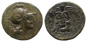 Sicily, Syracuse, Roman rule, after 212 BC. Æ (21mm, 8.40g, 12h). Helmeted head of Ares r. R/ Nike standing facing, preparing to sacrifice bull. CNS I...