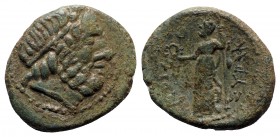 Sicily, Syracuse. Roman rule, after 212 BC. Æ (22mm, 7.27g, 12h). Male head r., wearing tainia. R/ Isis standing slightly l., holding wreath and staff...
