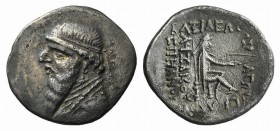 Kings of Parthia, Mithradates II (121-91 BC). AR Drachm (22mm, 3.89g, 12h). Rhagai, c. 109-96/5 BC. Diademed bust l. R/ Archer (Arsakes I) seated r. o...