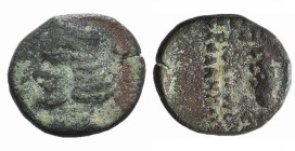 Kings of Parthia, Orodes II (58/7-38 BC). Æ Chalkous (12mm, 1.99g, 12h). Ekbatana. Diademed bust l. R/ Vertical club; [monogram to r.]. Sellwood 45.45...
