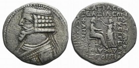 Kings of Parthia, Phraates IV (c. 38/7-2 BC). BI Tetradrachm (30mm, 14.00g, 12h). Seleukeia on the Tigris, year 288 ? (August 25 BC). Diademed bust l....