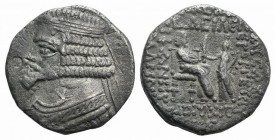 Kings of Parthia, Phraates IV (c. 38/7-2 BC). BI Tetradrachm (27mm, 13.95g, 12h). Seleukeia on the Tigris, September 38-2 BC. Diademed bust l. R/ Phra...