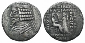 Kings of Parthia, Phraates IV (c. 38/7-2 BC). BI Tetradrachm (28mm, 14.72g, 1h). Seleukeia on the Tigris, 38-2 BC. Diademed bust l. R/ Phraates seated...