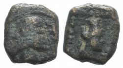 Kings of Parthia, Phraates IV (c. 38/7-2 BC). Æ Chalkous (8mm, 1.18g, 12h). Ekbatana. Diademed bust l. R/ Bust of Tyche r. Sellwood 52.45. Good Fine -...